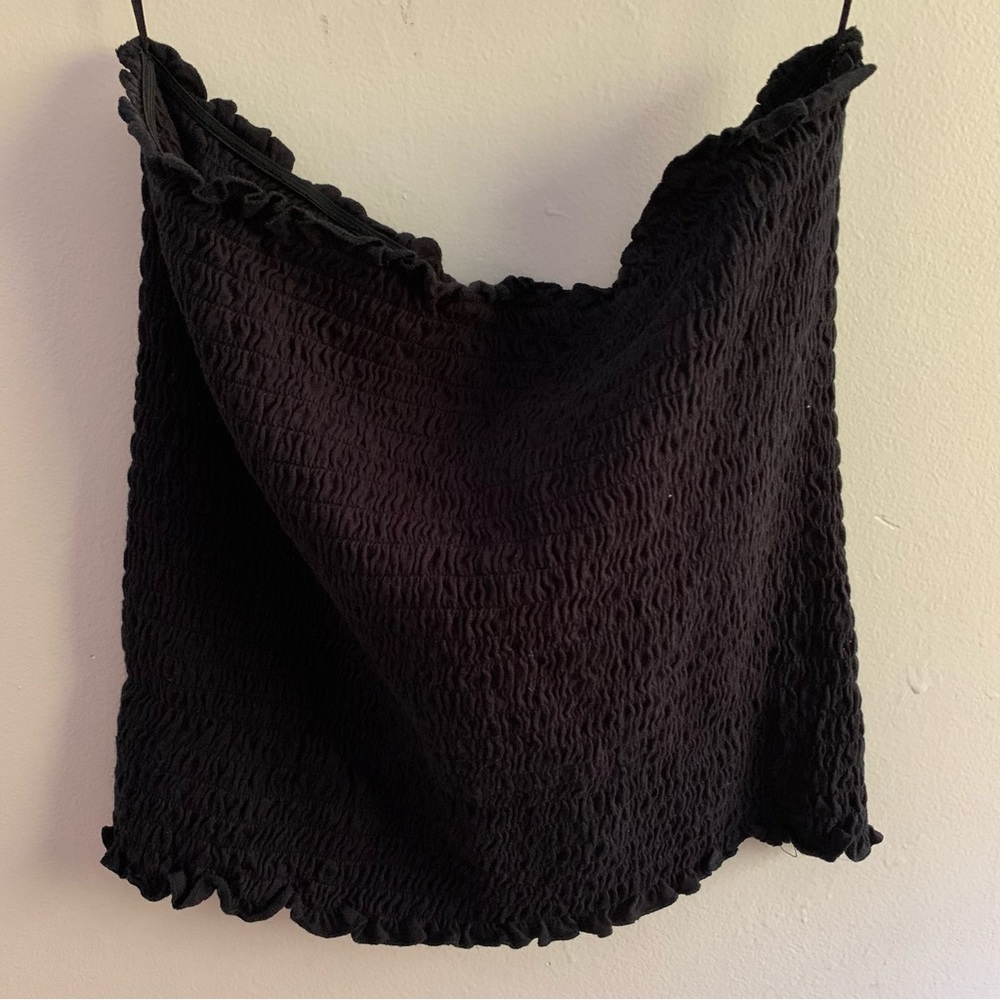 Black strapless top